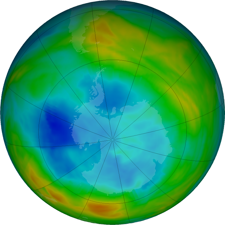 Antarctic ozone map for 02 August 2019